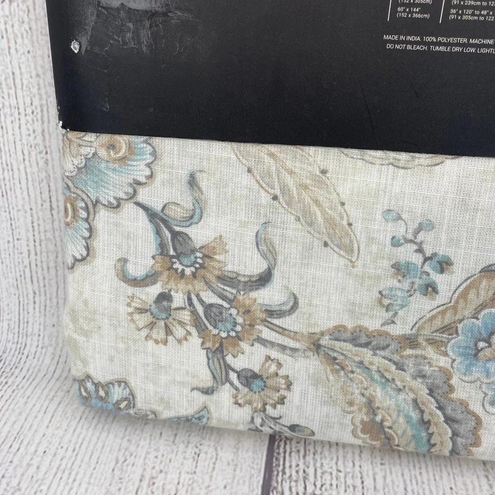 Rachel Zoe Tablecloth 60x104 Blue Grey Floral Paisley Medallion Boho Shabby Chic